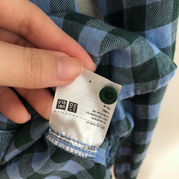 NWOT Uniqlo Blue Green Flannel Size L - Picture 4 of 6